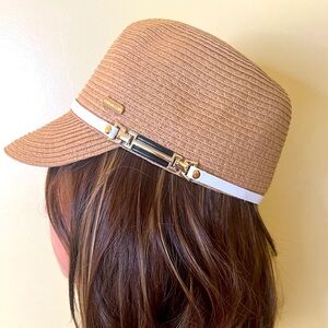 Anne Klein Tan Woven Brim Hat
